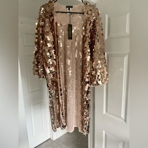 CLUB EXX Rose Gold sequin kimono